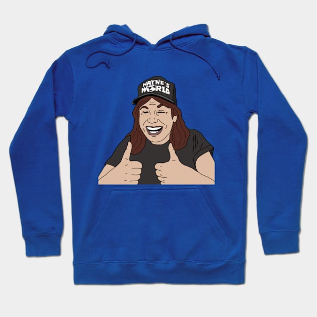 Wayne's World Excellent Thumbs Up 90s Funny Movie Hoodie by PeakedNThe90s